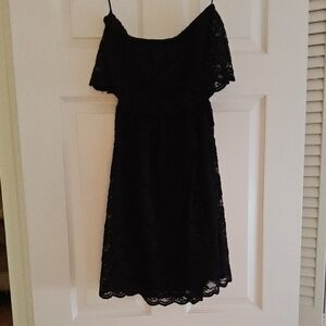 Express Black Off-the-Shoulder Lace Dress